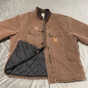 Carhartt Jacket Mens 3XL Brown Duck Canvas Chore Barn Coat Quilt Lined Work